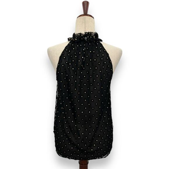 NWT LOFT Black and gold Polka Dot sleeveless high neck Blouse S​ - Picture 7 of 13